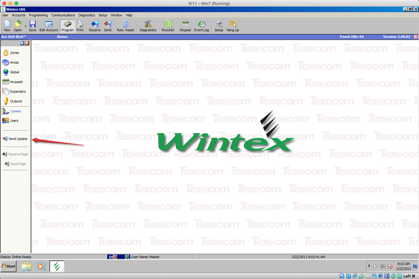 Wintex send update