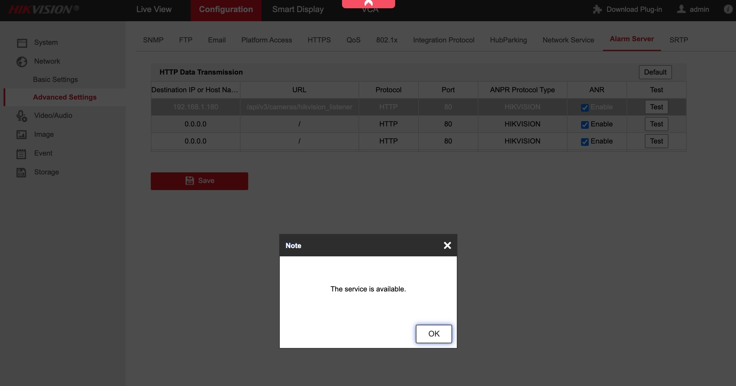 Test success message