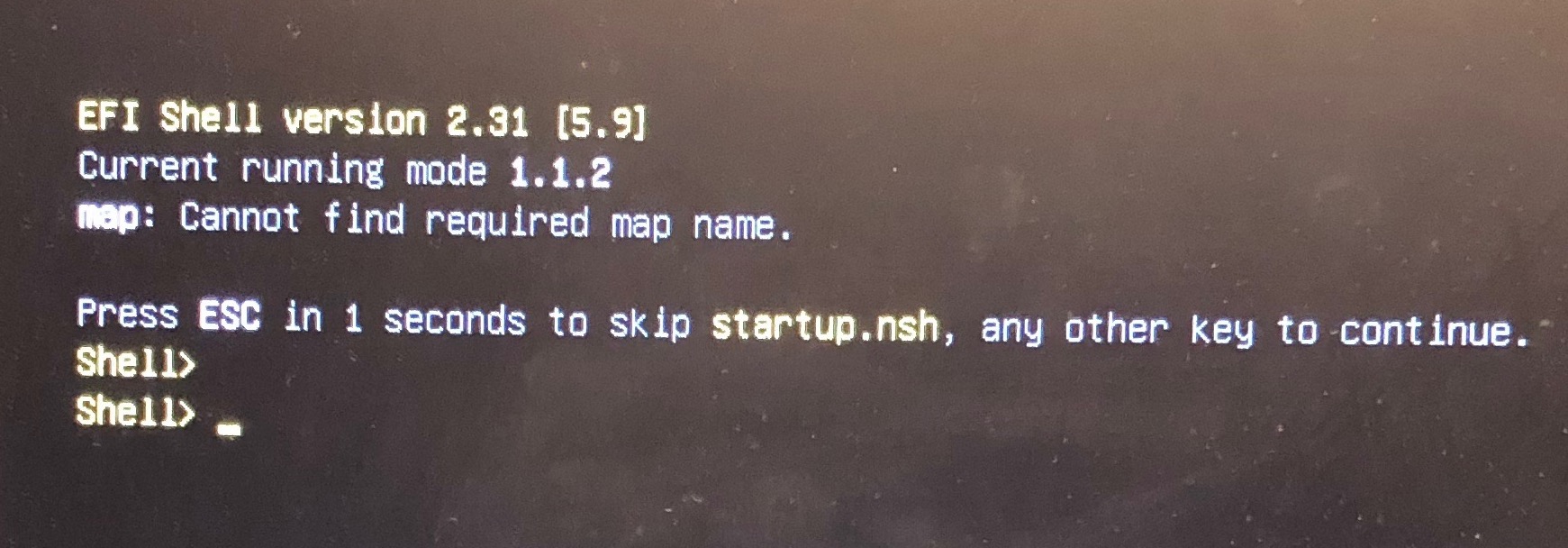 EFI Shell error showing 